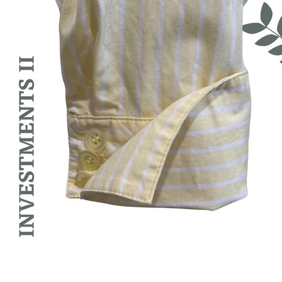 🛍️3/$40 Investments II Yellow Stripe Button-Down Collared Shirt Long Sleeve 16W - Picture 6 of 7